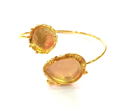 Gold Bangle Blanks Bracelet Blanks Cuff Blanks Adjustable Bracelet Blank Gold Plated Brass (25x18mm and 16mm Blanks ) G12607