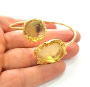 Gold Bangle Blanks Bracelet Blanks Cuff Blanks Adjustable Bracelet Blank Gold Plated Brass (25x18mm and 16mm Blanks ) G12607