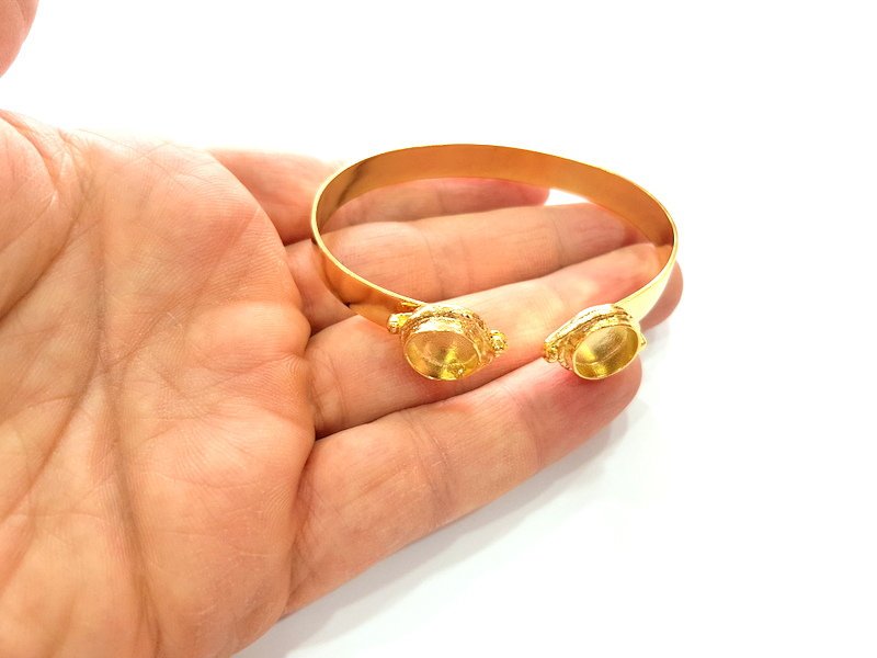 Gold Bangle Blanks Bracelet Blanks Cuff Blanks Adjustable Bracelet Blank Gold Plated Brass (10mm and 10mm Blanks ) G12615