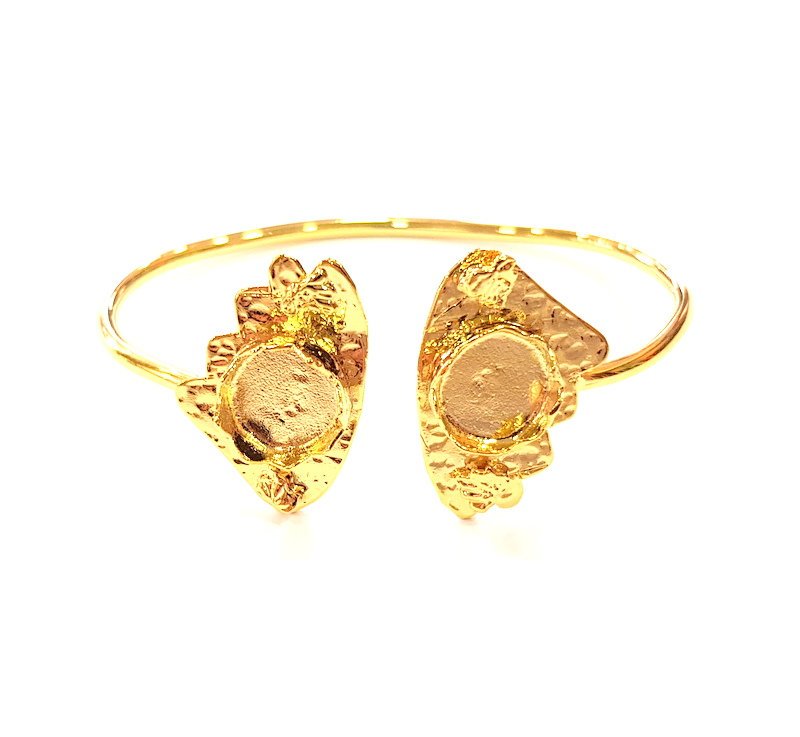 Gold Bangle Blanks Bracelet Blanks Cuff Blanks Adjustable Bracelet Blank Gold Plated Brass (12mm and 12mm Blanks ) G12617