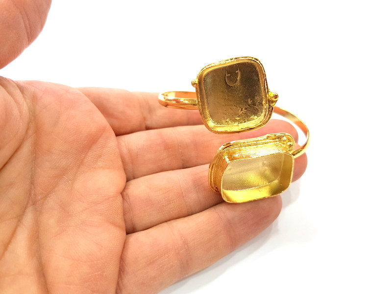 Gold Bangle Blanks Bracelet Blanks Cuff Blanks Adjustable Bracelet Blank Gold Plated Brass (25x18mm and 20x20mm Blanks ) G12619