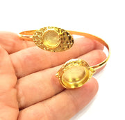 Gold Bangle Blanks Bracelet Blanks Cuff Blanks Adjustable Bracelet Blank Gold Plated Brass (16mm and 10mm Blanks ) G12627