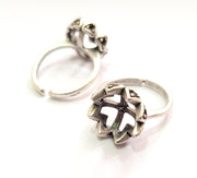 Silver Ring Blank Ring Setting Ring Bezel Base Cabochon Mountings Adjustable(for 10mm,2mm stone blanks)Oxidized Silver Plated Brass G12646