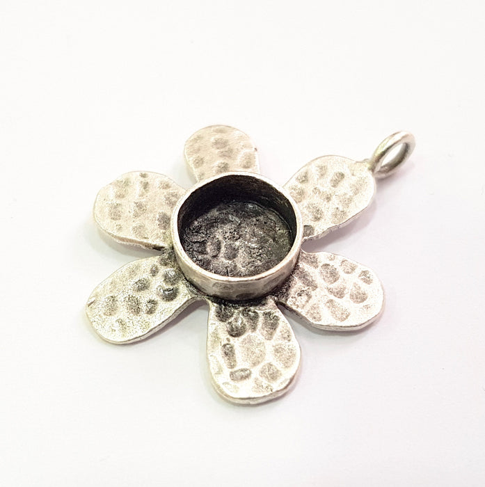 Silver Pendant Blank Resin Blank Mosaic Base Blank inlay Blank Necklace Blank Mountings Antique Silver Plated Brass (10mm blank )  G12656