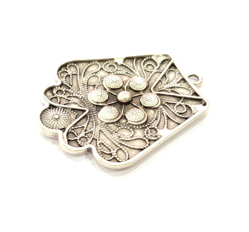 Silver Pendant Antique Silver Plated Metal (55x45mm) G13626