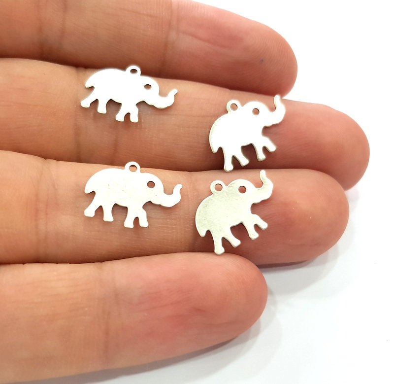 20 Elephant Charm Silver Charms Antique Silver Plated Brass (16x11mm) G13627