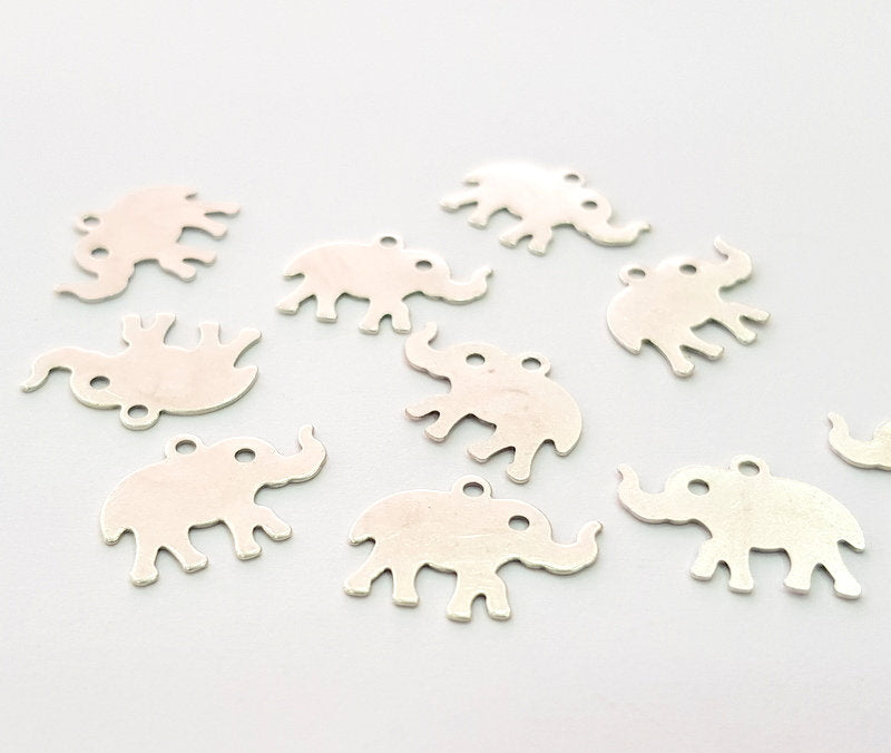 20 Elephant Charm Silver Charms Antique Silver Plated Brass (16x11mm) G13627