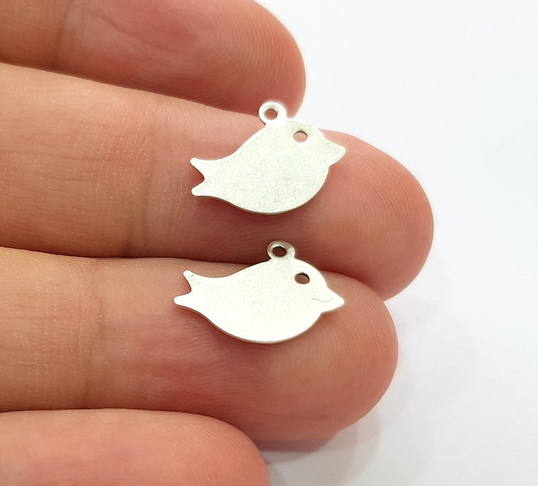 20 Bird Charm Silver Charms Antique Silver Plated Brass (15x11 mm) G13630