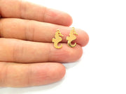 10 Seahorse Charms Gold Plated Charms Gold Plated Brass (17x9mm)  G13642