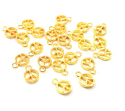 20 Peace Charm Shiny Gold Plated Charm Gold Plated Metal (8mm)  G13645