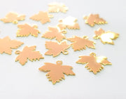 10 Leaf Bird Charms Gold Plated Charms Gold Plated Brass (14x13mm)  G13651