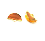 2 Cord End Findings , Gold Plated Brass 25x14mm  G13652