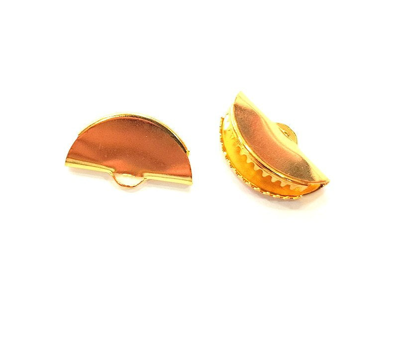 2 Cord End Findings , Gold Plated Brass 25x14mm  G13652