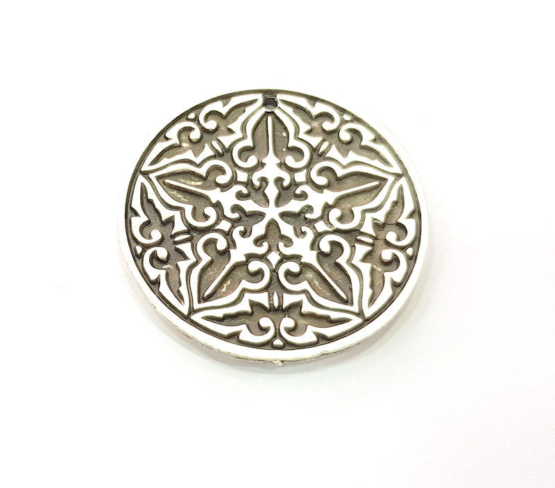 Silver Pendant Antique Silver Plated Metal (42mm) G13658