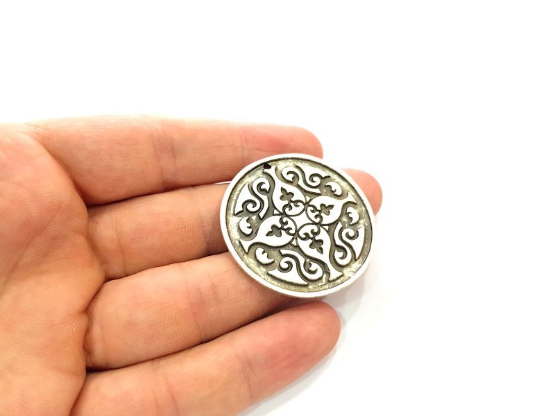 Silver Pendant Antique Silver Plated Metal (42mm) G13661