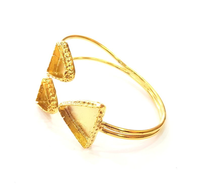 Gold Bangle Blanks Bracelet Blanks Cuff Blanks Adjustable Bracelet Blank Gold Plated Brass (19x17mm and 13x13mm Blanks ) G12675