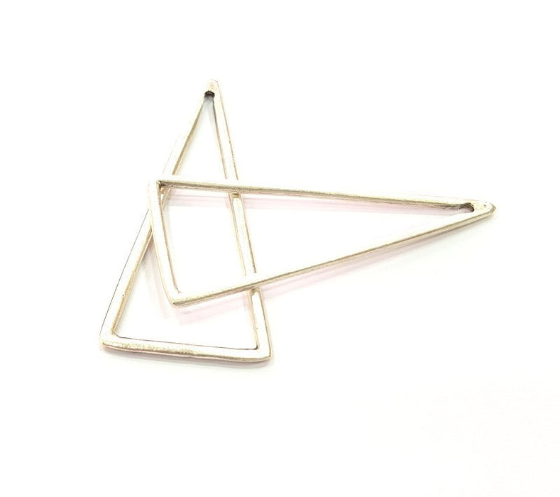 4 Geometric Triangle Charms (61x27mm) Antique Silver Plated Metal  G12702