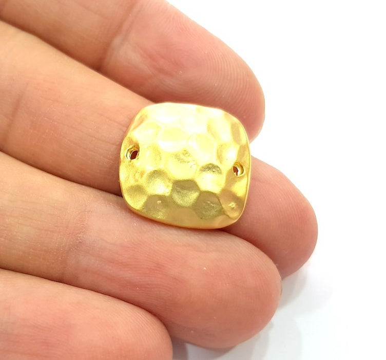 2 Gold Hammered Connector Gold Plated Metal (18mm)  G12704