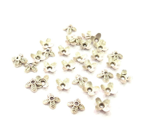 20 Silver Bead Cap Antique Silver Plated Metal Findings (6 mm) G12705