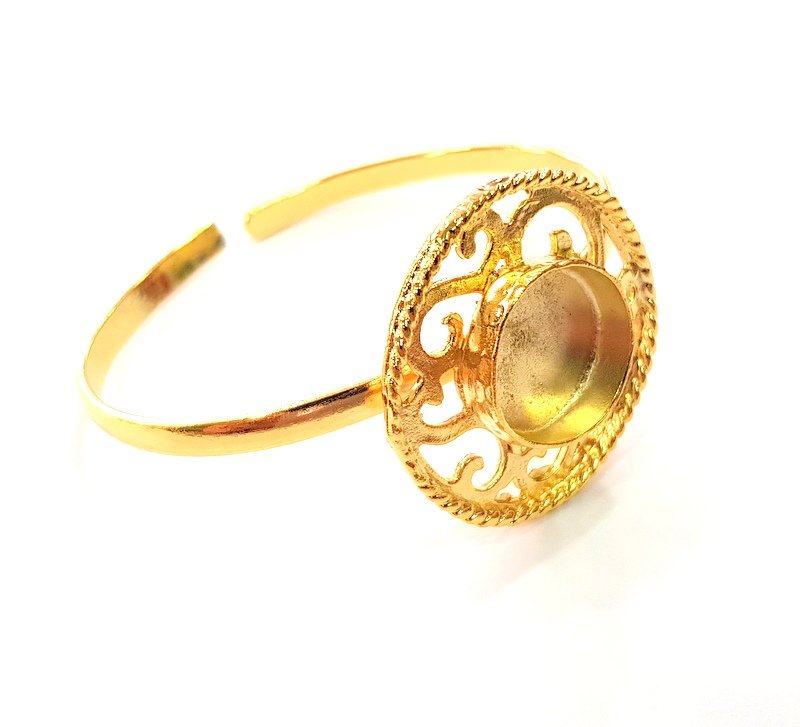 Gold Bangle Blanks Bracelet Blanks Cuff Blanks Adjustable Bracelet Blank Gold Plated Brass (16 mm Blanks ) G12718