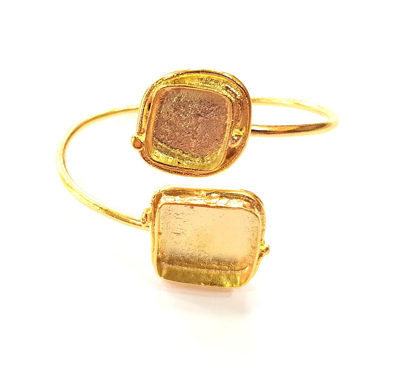 Gold Bangle Blanks Bracelet Blanks Cuff Blanks Adjustable Bracelet Blank Gold Plated Brass (20x20mm and 14x14mm Blanks ) G12719