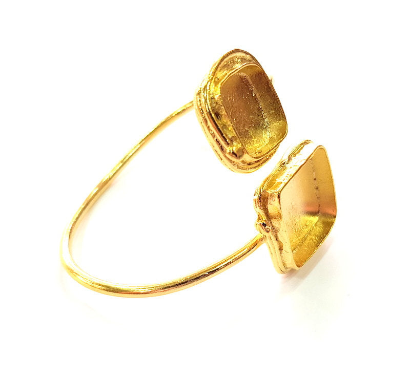 Gold Bangle Blanks Bracelet Blanks Cuff Blanks Adjustable Bracelet Blank Gold Plated Brass (20x20mm and 14x14mm Blanks ) G12719