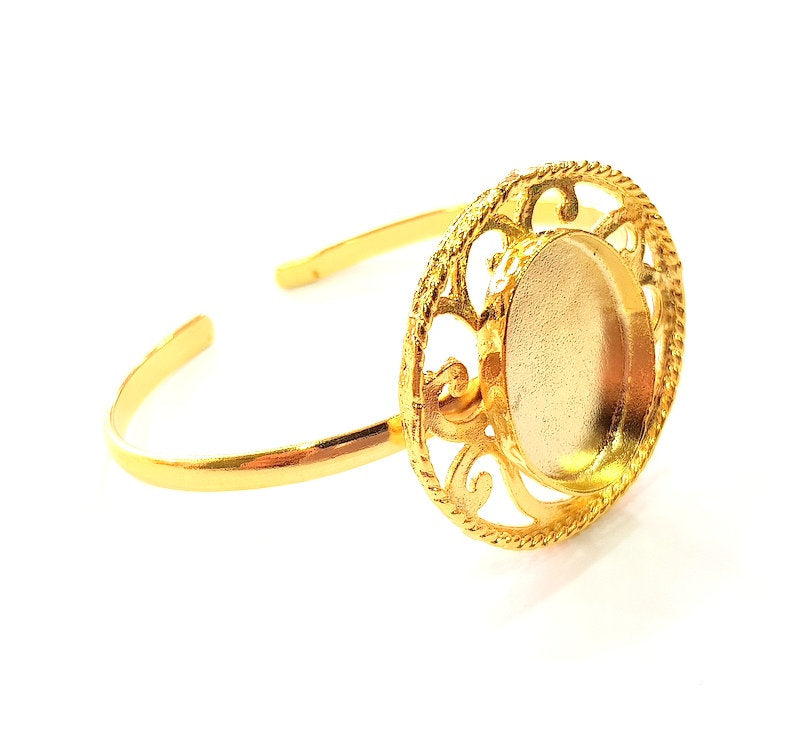 Gold Bangle Blanks Bracelet Blanks Cuff Blanks Adjustable Bracelet Blank Gold Plated Brass (25x18 mm Blanks ) G12724