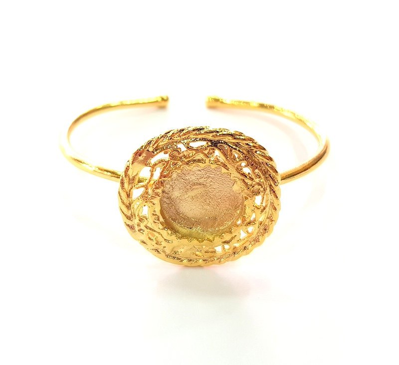 Gold Bangle Blanks Bracelet Blanks Cuff Blanks Adjustable Bracelet Blank Gold Plated Brass (15 mm Blanks ) G12733