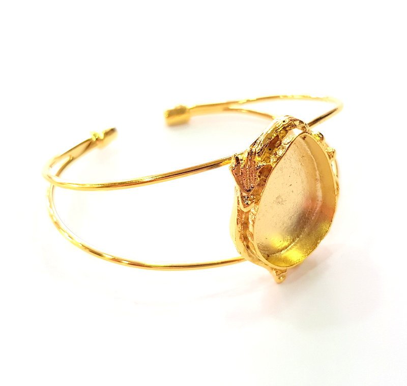 Gold Bangle Blanks Bracelet Blanks Cuff Blanks Adjustable Bracelet Blank Gold Plated Brass (20x15 mm Blanks ) G12746