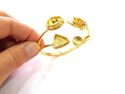 Gold Bangle Blanks Bracelet Blanks Cuff Blanks Adjustable Bracelet Blank Gold Plated Brass (16mm + 13x13mm + 10mm + 9mm Blanks ) G12754