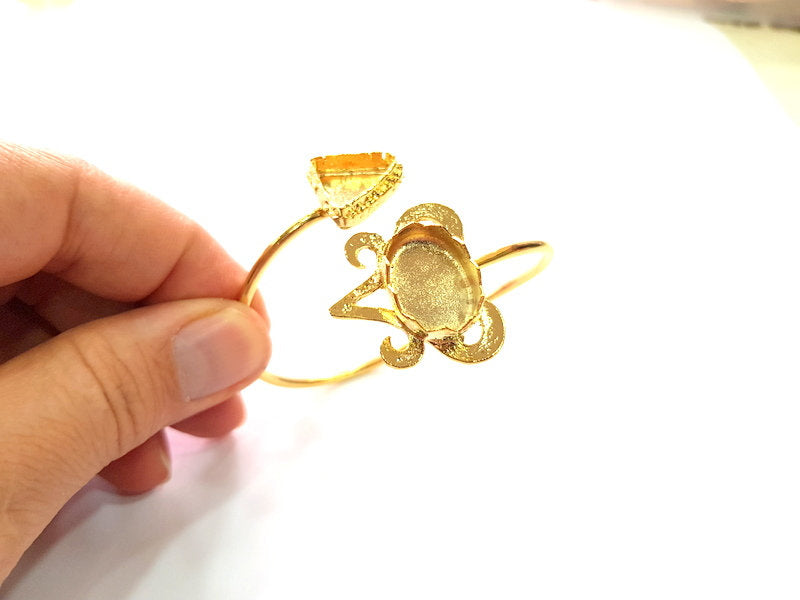 Gold Bangle Blanks Bracelet Blanks Cuff Blanks Adjustable Bracelet Blank Gold Plated Brass (18x13mm and  13x13mm Blanks ) G12763