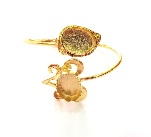 Gold Bangle Blanks Bracelet Blanks Cuff Blanks Adjustable Bracelet Blank Gold Plated Brass (18x13mm and  18x13mm Blanks ) G12757