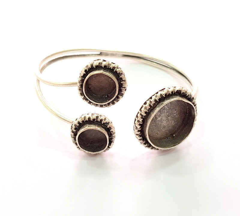 Silver Bracelet Blank Bangle Blank Cuff Blank Adjustable Bracelet inlay Blank Antique Silver Plated Brass (20mm and 10mm Blanks) G12768