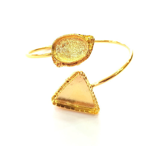 Gold Bangle Blanks Bracelet Blanks Cuff Blanks Adjustable Bracelet Blank Gold Plated Brass (25x22mm and  18x13mm Blanks ) G12771