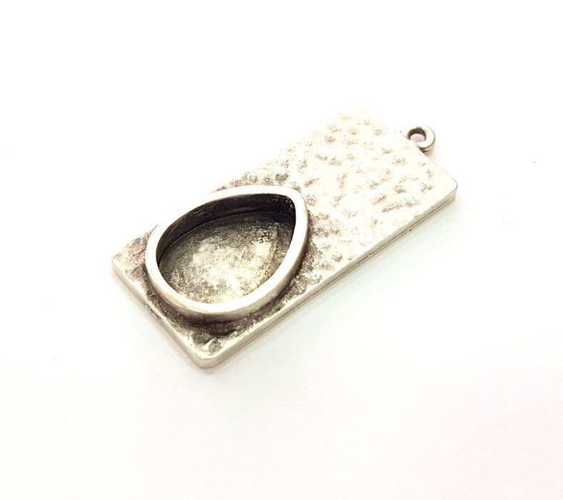 Hammered Pendant Base Blank inlay Blank Earring Base Resin Blank Mountings Antique Silver Plated Metal (18x13mm) G17449