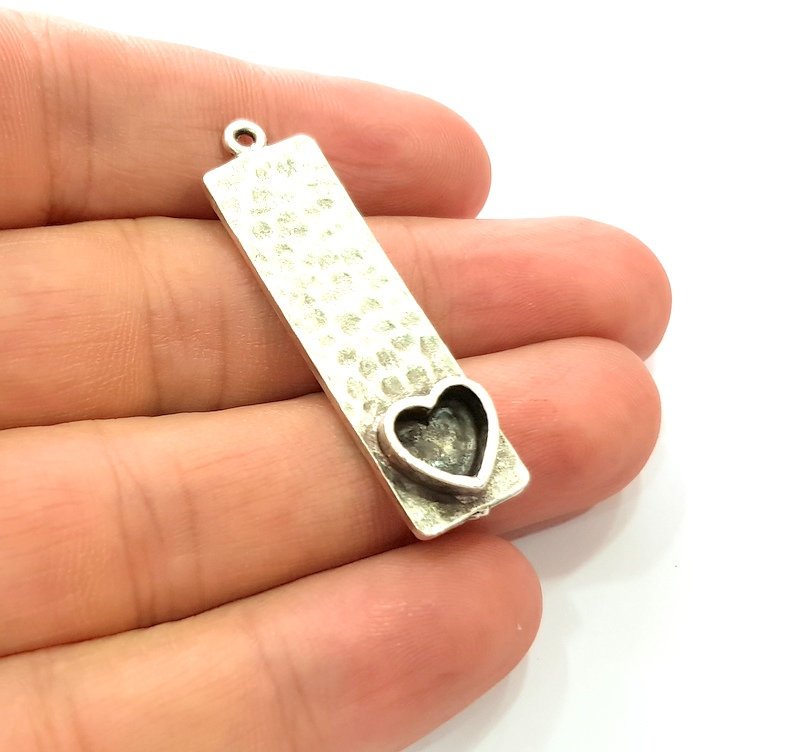 Hammered Base Blank inlay Blank Earring Base Resin Blank Mosaic Mountings Antique Silver Plated Metal (8x6 mm) G13690