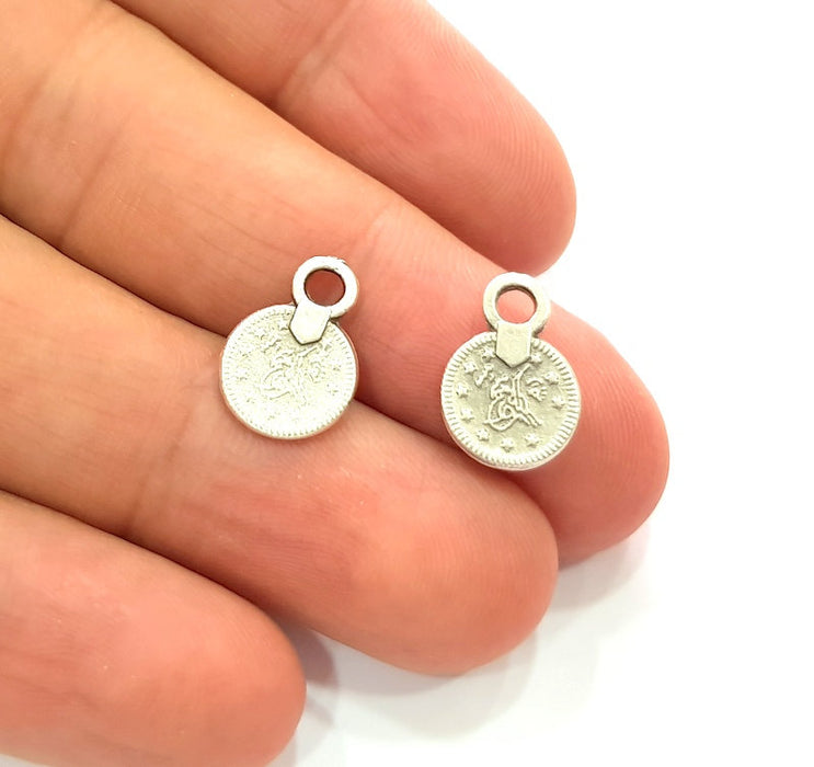 20 Ottoman Signature Charm Silver Charms Antique Silver Plated Metal (10 mm) G14064