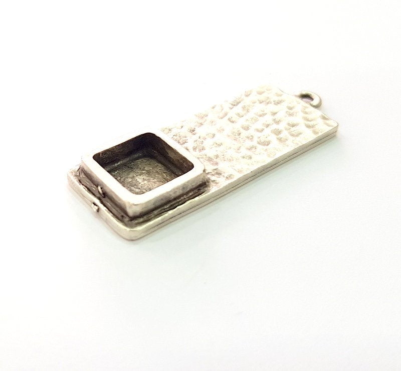 Hammered Base Blank inlay Blank Earring Base Resin Blank Mosaic Mountings Antique Silver Plated Metal (10x10 mm)  G13694