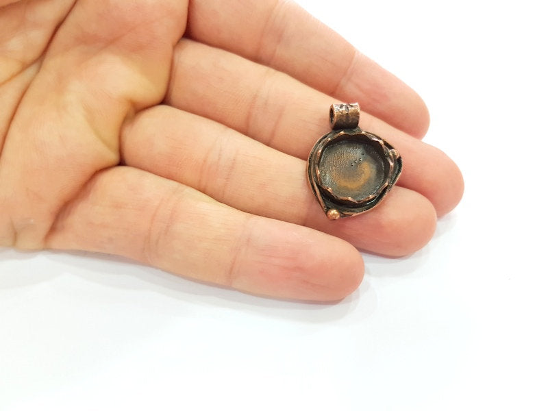Antique Copper Pendant Blank Mosaic Base Blank inlay Necklace Blank Resin Blank Mountings Copper Plated Brass ( 15 mm blank) G13696
