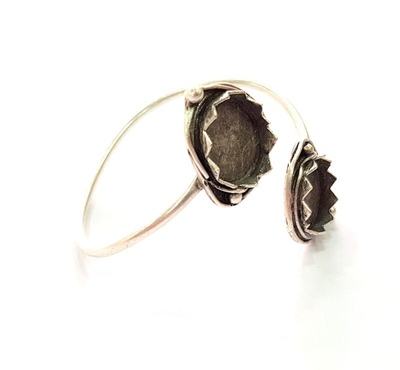 Silver Bracelet Blank Bangle Blank Cuff Blank Adjustable Bracelet inlay Blank Antique Silver Plated Brass (15mm Blanks) G12784