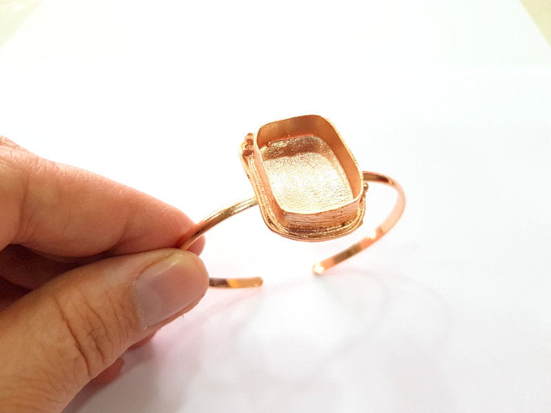 Rose Gold Bracelet Blanks Bangle Blanks Cuff Blanks Adjustable Bracelet Blank Rose Gold Plated Brass (25x18mm Blanks ) G12785