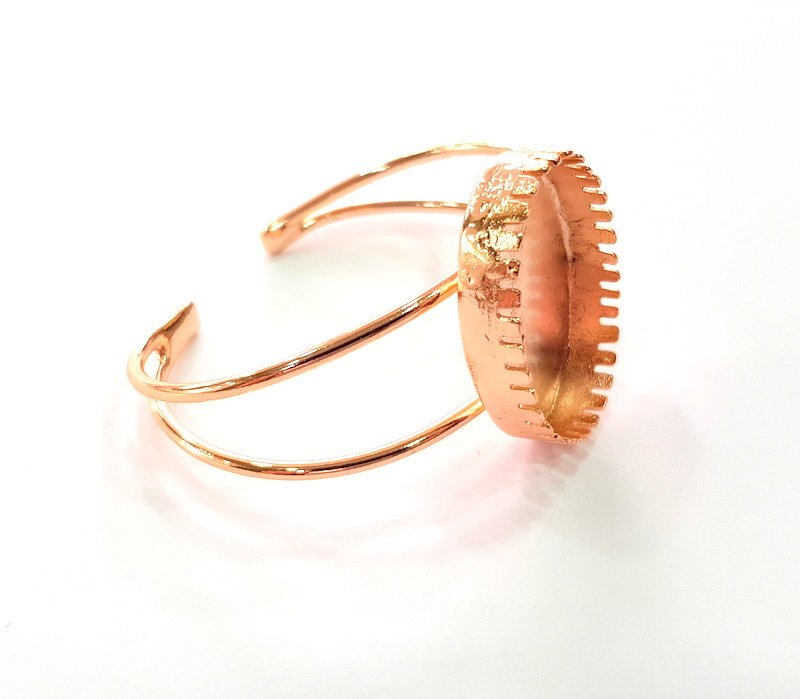 Rose Gold Bracelet Blanks Bangle Blanks Cuff Blanks Adjustable Bracelet Blank Rose Gold Plated Brass (34x24mm Blanks ) G12786