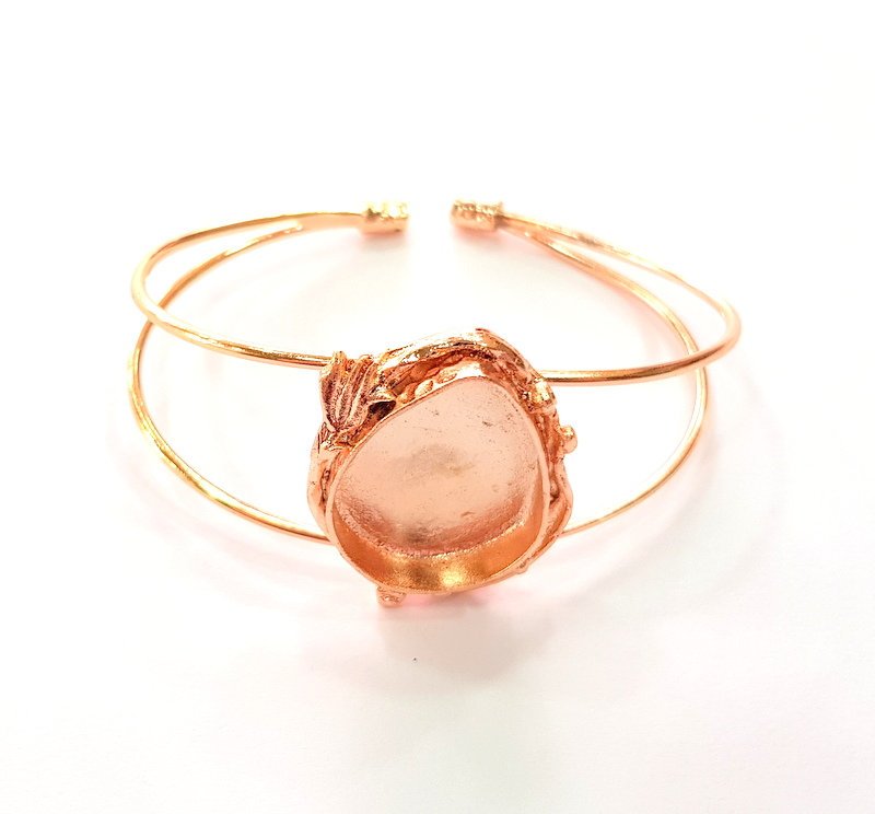 Rose Gold Bracelet Blanks Bangle Blanks Cuff Blanks Adjustable Bracelet Blank Rose Gold Plated Brass (25x18mm Blanks ) G12787