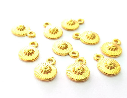 10 Flower Charms Gold Charm Gold Plated Metal (12x8mm)  G13699