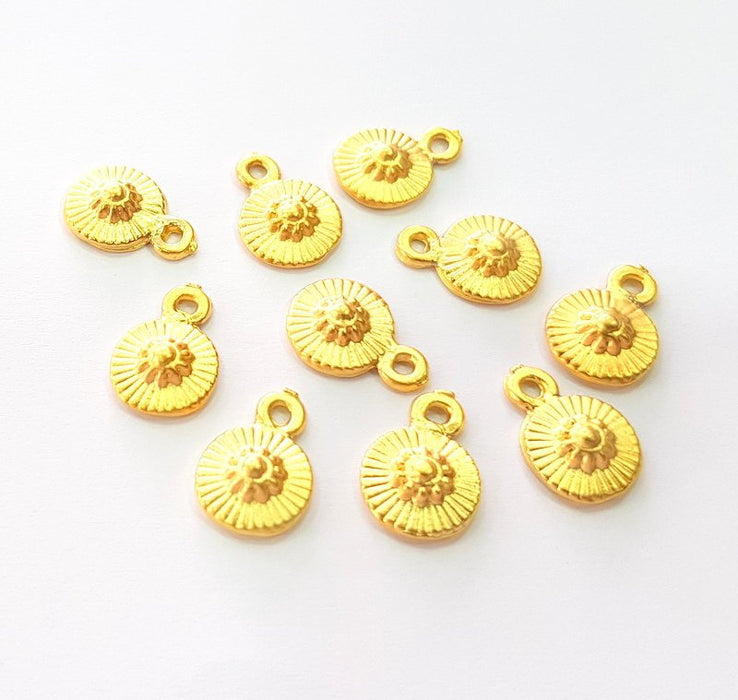 10 Flower Charms Gold Charm Gold Plated Metal (12x8mm)  G13699