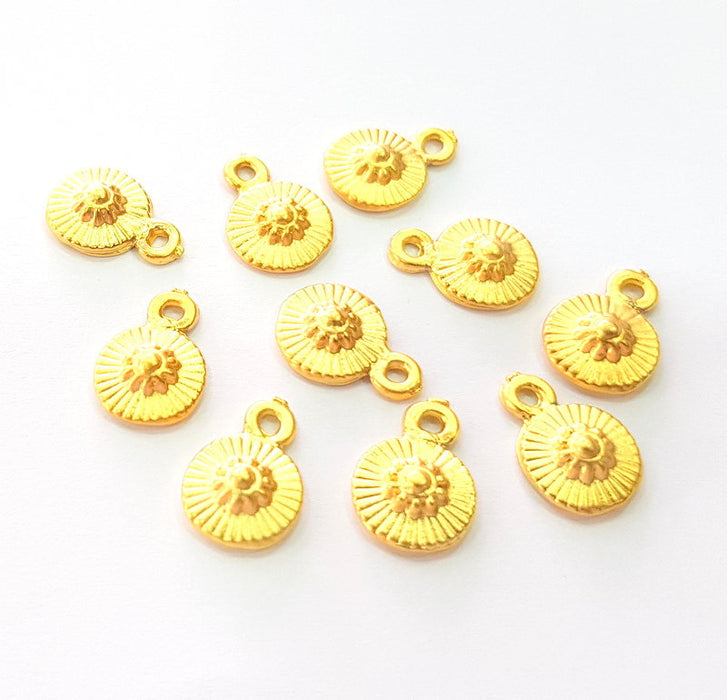 10 Flower Charms Gold Charm Gold Plated Metal (12x8mm)  G13699