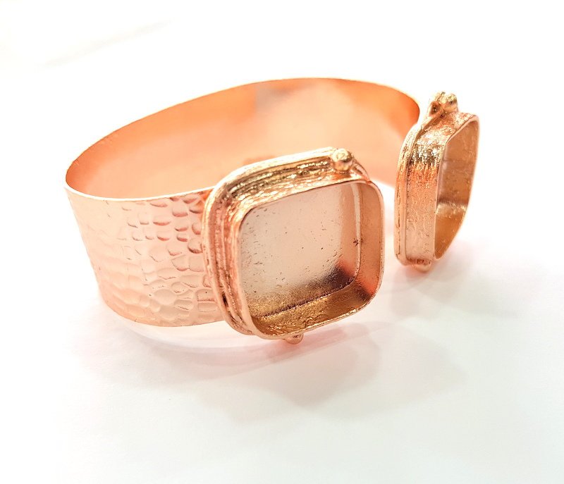 Rose Gold Bracelet Blanks Bangle Blanks Cuff Blanks Adjustable Bracelet Blank Rose Gold Plated Brass (20x20mm Blanks ) G12789