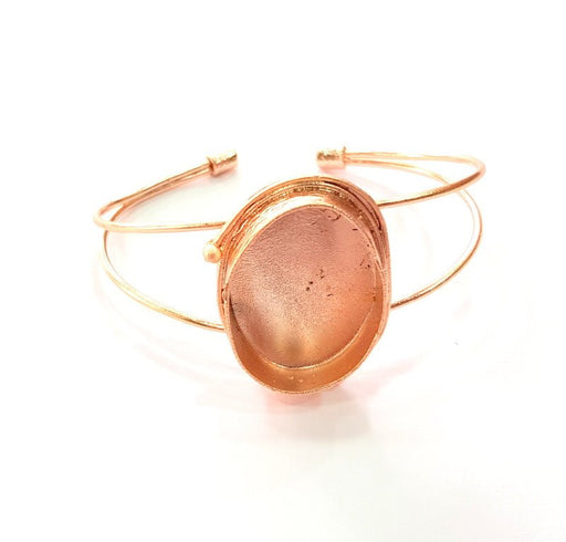 Rose Gold Bracelet Blanks Bangle Blanks Cuff Blanks Adjustable Bracelet Blank Rose Gold Plated Brass (30x22mm Blanks ) G12791