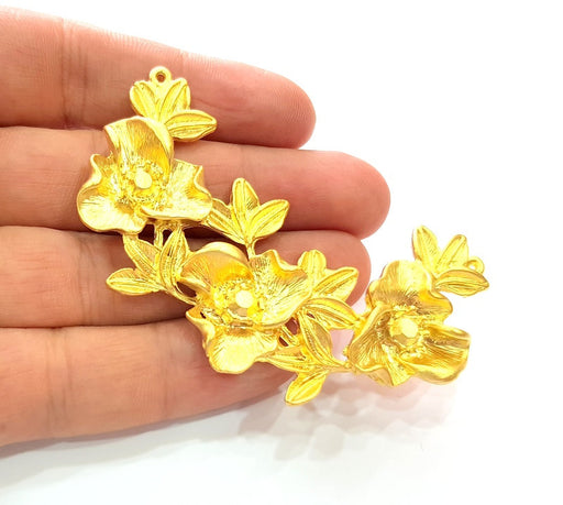 Flower Pendant Gold Pendant Gold Plated Metal (77x41mm)  G13703