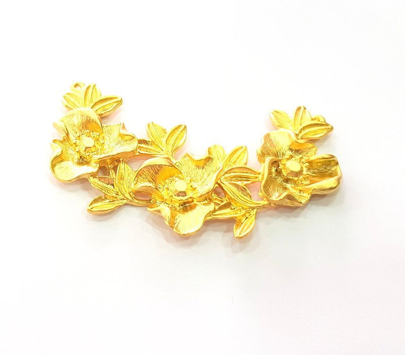 Flower Pendant Gold Pendant Gold Plated Metal (77x41mm)  G13703